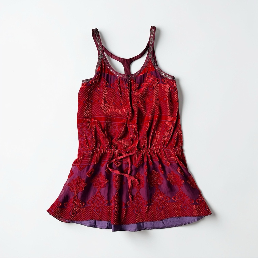 Free People Embroidered Silk-Blend Racerback Dress – Size 6 - Picture 8 of 16